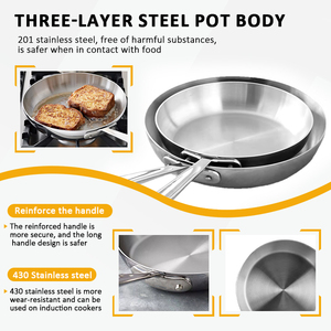 Nhà máy trực tiếp 201 thép không gỉ <span class=keywords><strong>Fry</strong></span> <span class=keywords><strong>Pan</strong></span> skillets 20-36cm đồ nấu nướng nấu ăn <span class=keywords><strong>Pan</strong></span> Frying <span class=keywords><strong>Pan</strong></span> - Product Image 4