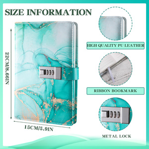 Sáng tạo mô hình bằng đá cẩm thạch mật khẩu máy tính xách tay A5 máy tính xách tay với khóa mật khẩu khóa nhật ký - Product Image 4