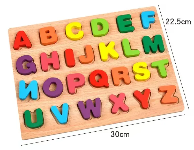 Toddler Puzzles De Madeira 3D Alfabeto De Madeira ABC Carta e Número Placa De Aprendizagem Enigma De Madeira Montessori