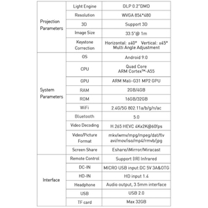 Hot Sale P11 854x480 <strong>DLP</strong> Smart Projector Android 9.0 4GB+32GB Mini 4K Android Projector With Infrared Remote <strong>Control</strong> - Product Image 4