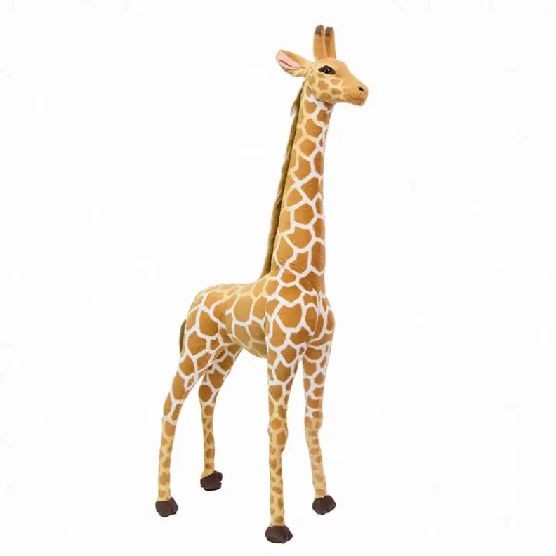 Jirafa de peluche grande, venta al por mayor, juguetes de animales salvajes de peluche, juguetes de peluche de jirafa realistas de gran tamaño