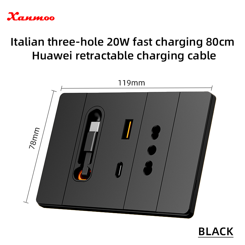 Italian socket-huawei 20w fast charging cable