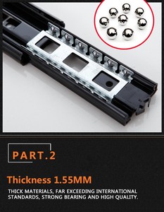 तीन-सेक्शन क्यू235 कोल्ड रोल्ड स्टील बॉल असर स्लाइड 45 मिमी ट्रैक रेल स्लाइडिंग कैबिनेट फाइल करने के लिए कैबिनेट स्लाइड - Product Image 3