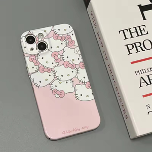 Kadınlar için sevimli karikatür kedi Kitty silikon kapak kızlar Katie kedi moda şok koruma iPhone için kılıf 11 12 13 14 15