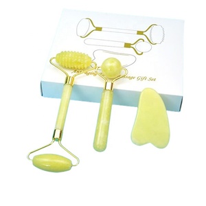 3 in 1 en iyi SeTller yeşim rulo ile özel hediye kutusu Mini göz rulo ve guskin cilt sıkın ve masaj silindiri seti için Set - Product Image 6
