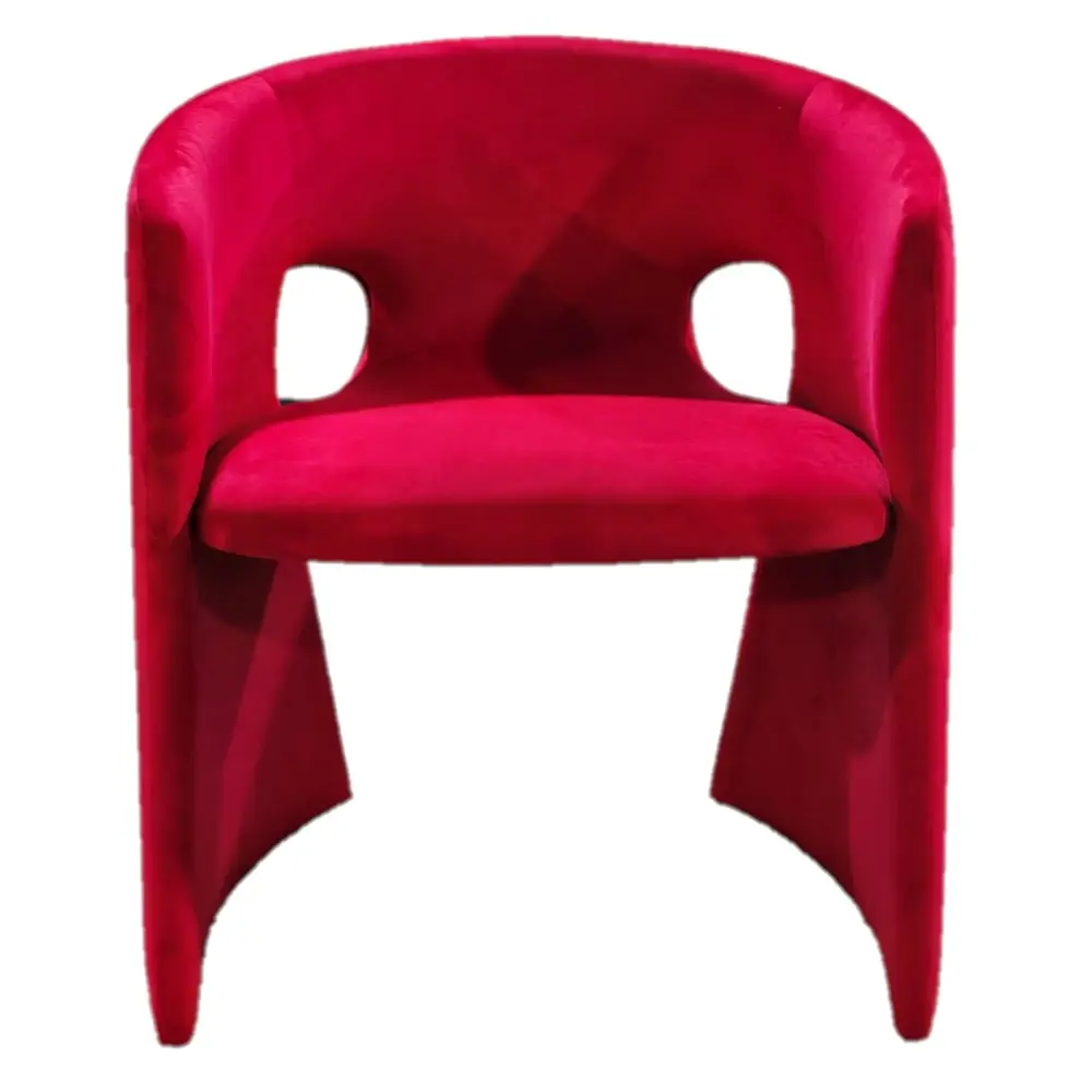كرسي عصري غطاء قماش مخملي أحمر غير منتظم الشكل كرسي منزلي أثاث منزلي لغرفة المعيشة طاولة طعام بار مطبخ استخدام جديد