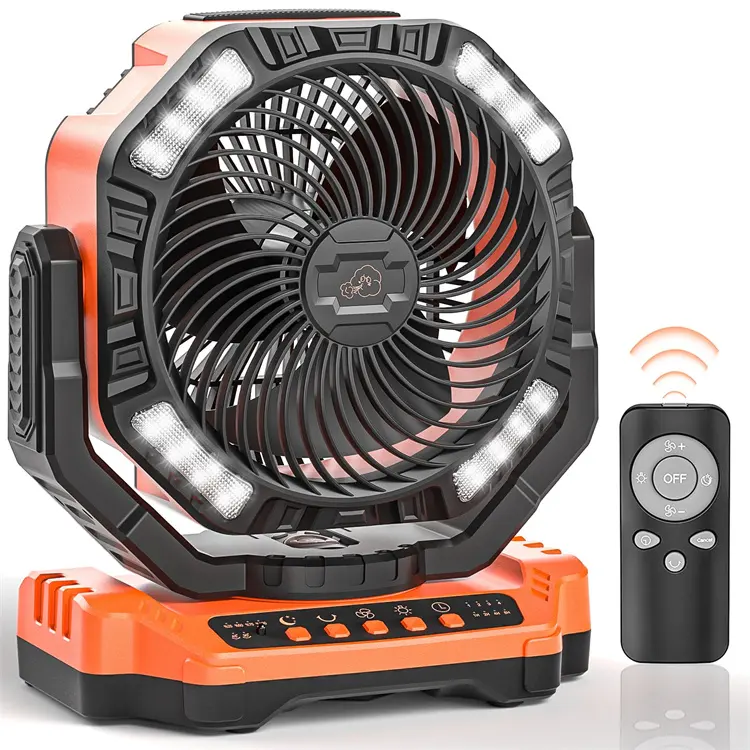 Ventilateur de camping industriel électrique rechargeable 40000mAh avec lumière LED ventilateur de tente extérieur de bureau à oscillation automatique