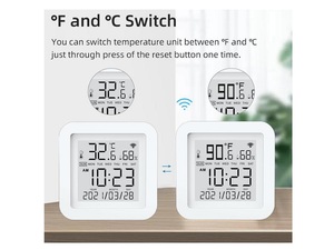 Sensor de temperatura y humedad WiFi con control de voz y función de calibración Interruptores de control remoto de bajo consumo de energía - Product Image 3