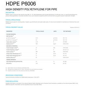 管级高密度聚乙烯颗粒高密度聚乙烯P6006 P6006N价格原始/回收PE100高密度聚乙烯黑色原料 - Product Image 3