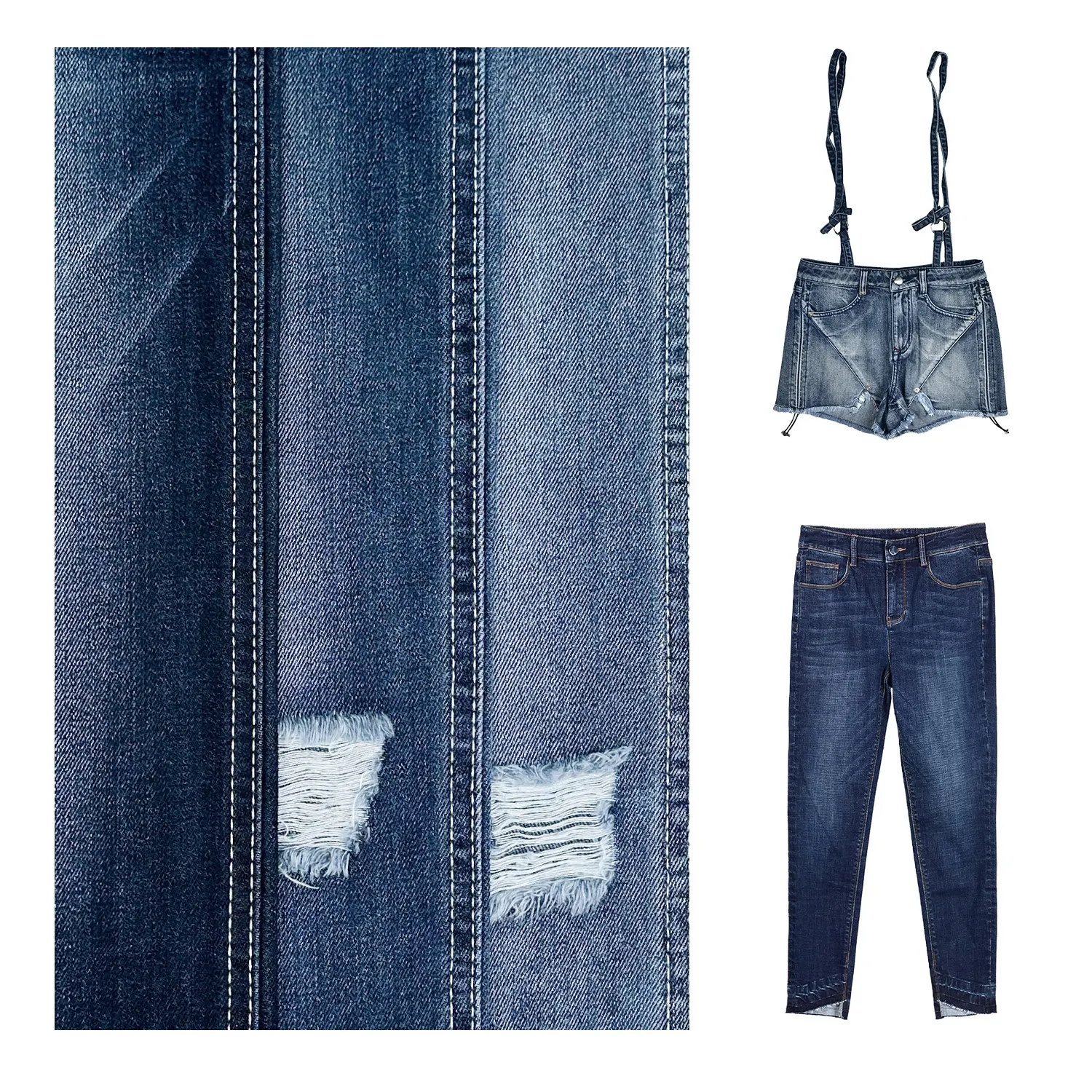 Stock de tissu jeans gris bleu tissu denim doux flammé pour enfant tissu jean haute en coton pour fabricant de vêtements avec vente en gros