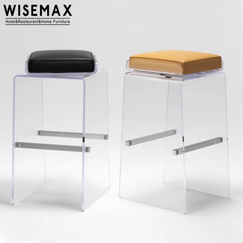 Wisemax cadeira de barra acrílica, cadeira de bar com estofado de tecido, para balcão de cozinha