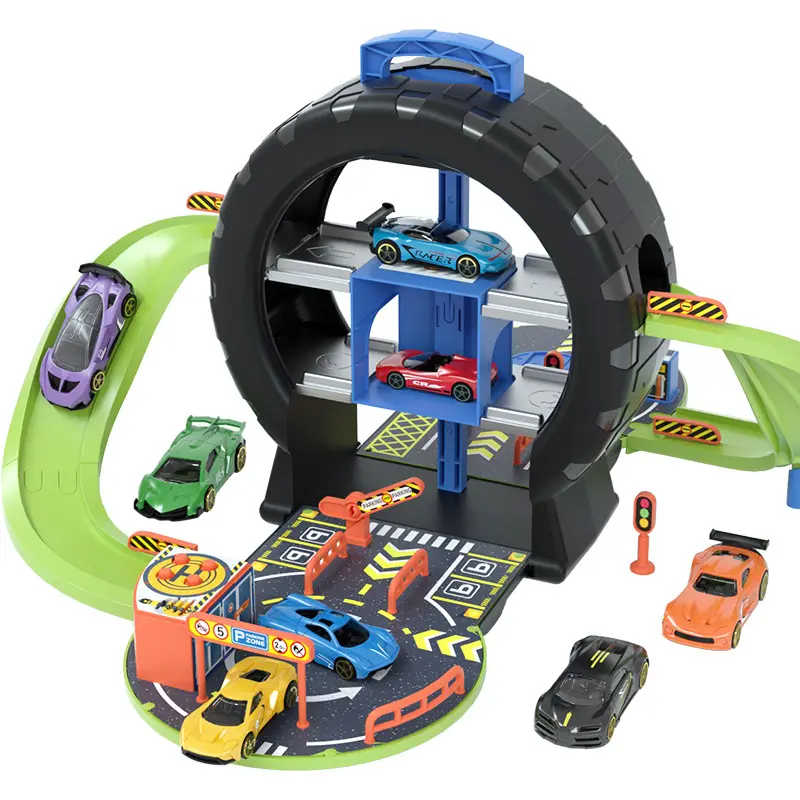 New track toy Storage garage wheel truck assembling car diecast car metal alloy car parking lot toys