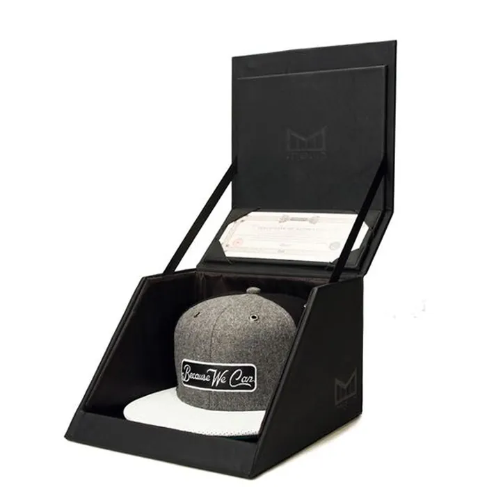 Boîte de rangement pliable en papier avec logo personnalisé pour casquette de baseball et chapeau Boîte cadeau pliable en or rose avec aimant et couvercle