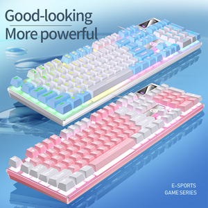 Teclado de 104 teclas para juegos, periféricos deportivos electrónicos para ordenador de escritorio y portátil, con cable, Color a juego, retroiluminado, sensación mecánica - Product Image 2