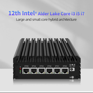 Barato 13th 6 LAN Network Security Computer Box Core I3 I5 I7 X86 Fanless Firewall Router Pfsense DDR5 Mini PC USB3.2 Type-C
