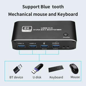 KVM切换器hdmi 2进1出8k电脑主机共享键盘鼠标显示支持无线鼠标键盘打印机 - Product Image 3