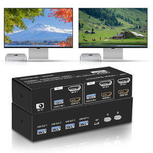 SY Dual Monitor KVM Switch HDMI y DP 2 puertos 8K @ 60Hz,HDMI DP Extended Display Switcher para 2 computadoras Share 2 monitores