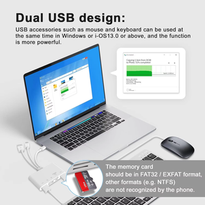 5合1 USB C集线器，带内存和sd卡读卡器USB OTG适配器，适用于iPhone/iPad，与USB C和a设备兼容 - Product Image 5