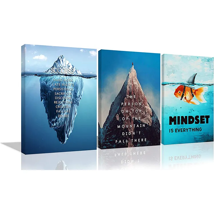 Inspiration Unternehmer Zitat Erfolg Leinwand Malerei Motivation individueller Druck Wandkunst mit Goldfisch Eisberg-Malerei