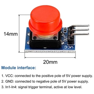 5PCS 12X12MM <strong>Big</strong> Key Module Button Module Light Touch Switch Module with Hat High Level Output or Raspberry Pin 3 - Product Image 3