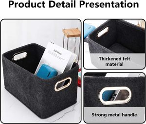 Cảm thấy hộp lưu trữ có thể gập lại ngăn kéo bé vải giặt đồ chơi tổ chức Lưu trữ giỏ với khoen xử lý cho kệ - Product Image 5