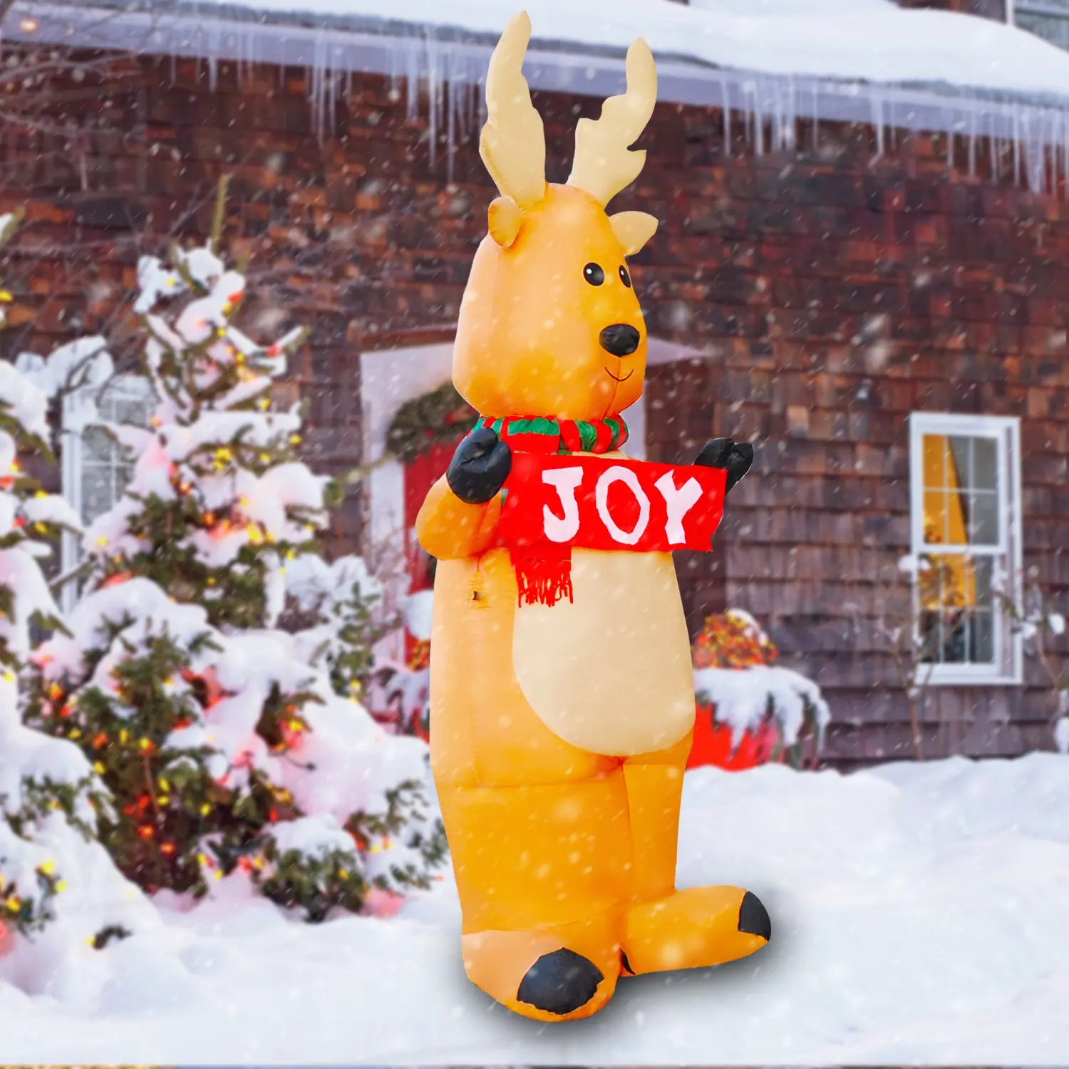 راية على شكل حيوان الرنة بطول 8 أقدام زينة عيد الميلاد قابلة للنفخ لتزيين الحفلات في الهواء الطلق لديكور الفناء مستلزمات عيد الميلاد