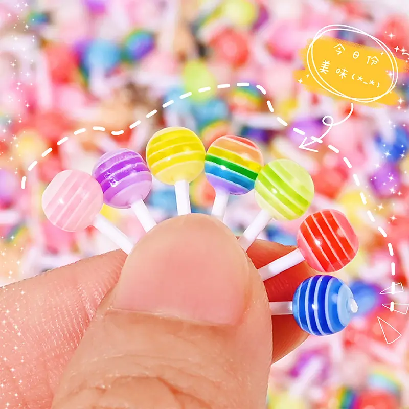 Novo jogo de comida pirulito arte de unhas desenho 3D estéreo simulação cor mágica creme de doces acessórios de cola contas amuletos de resina plástica