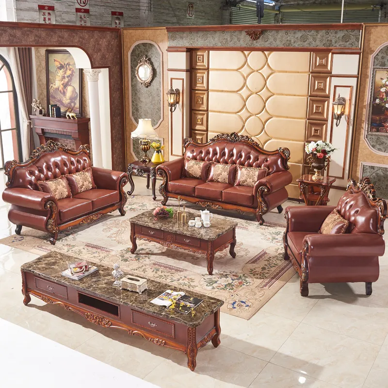 Sculpture de luxe ensemble de canapé en bois royal arabe meubles de salon