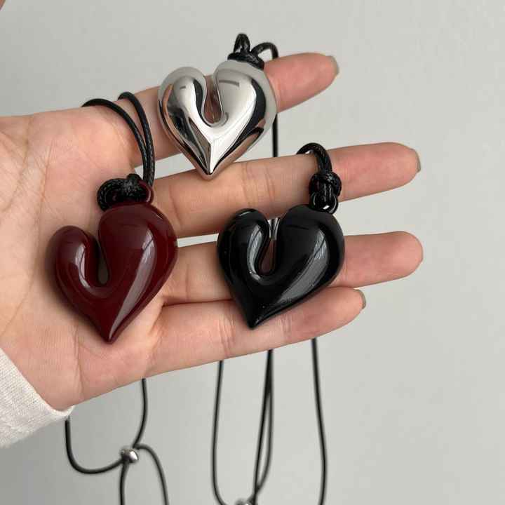 Stainless Steel Three-Color Heart Pendant | Gold, Silver, Burgundy | New Arrival, No Fading, Hypoallergenic, Minimalist INS Desi