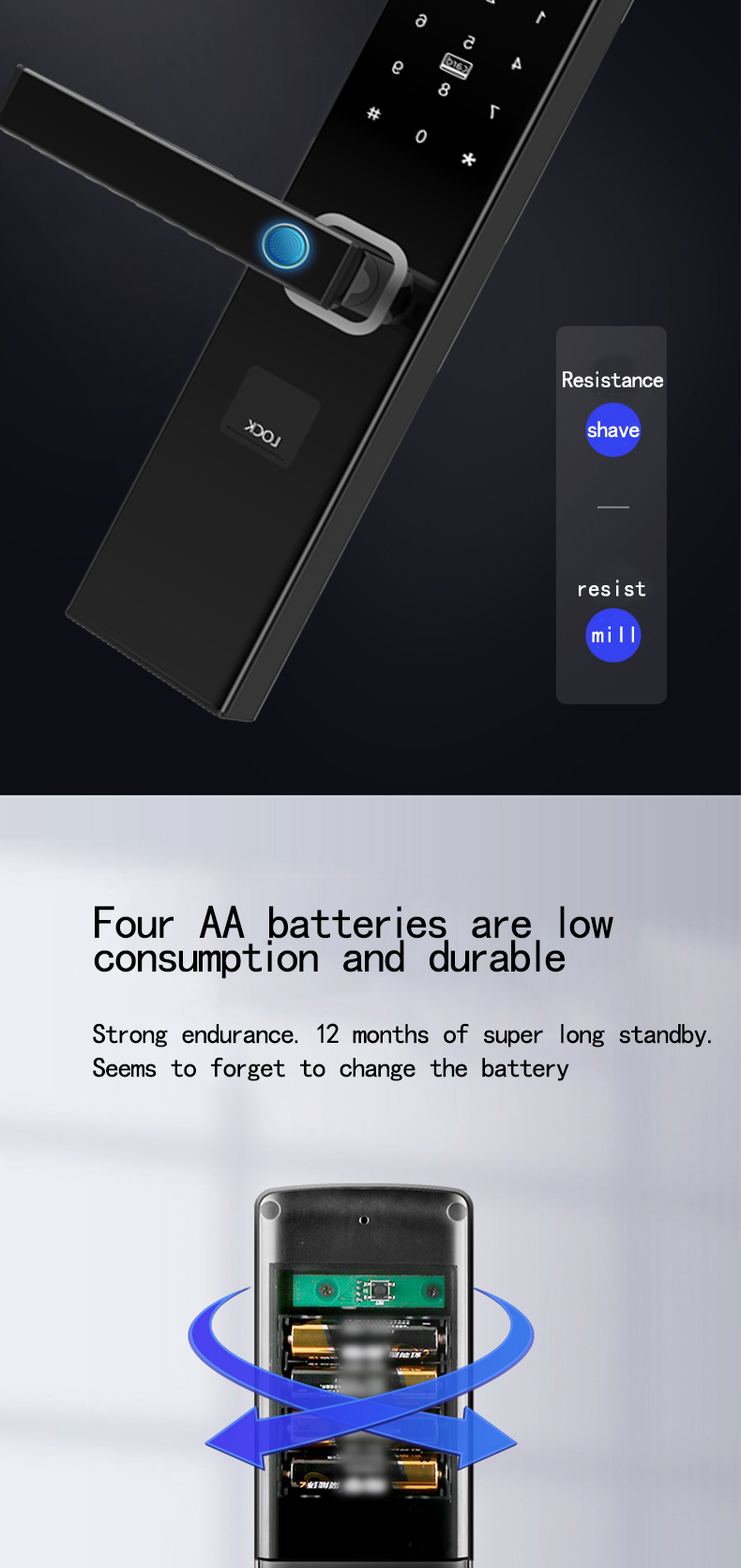 3D face recognition door lock smart finger print locks smart security door  touch screen lock