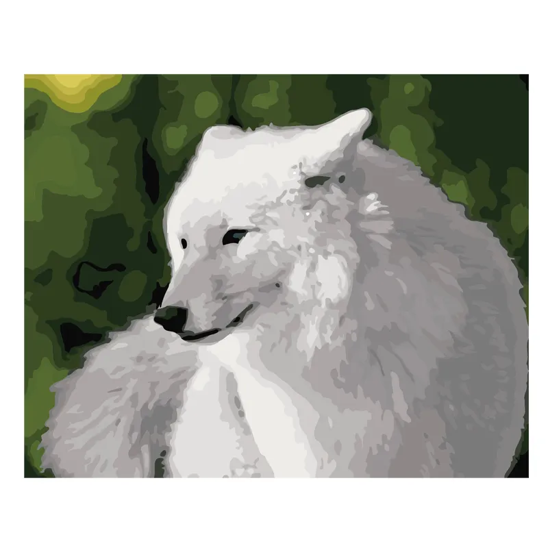 Fábrica al por mayor la pintura al óleo el tema animal un perro samoyedo blanco nieve Diy arte de la pared pintura decorativa sobre lienzo