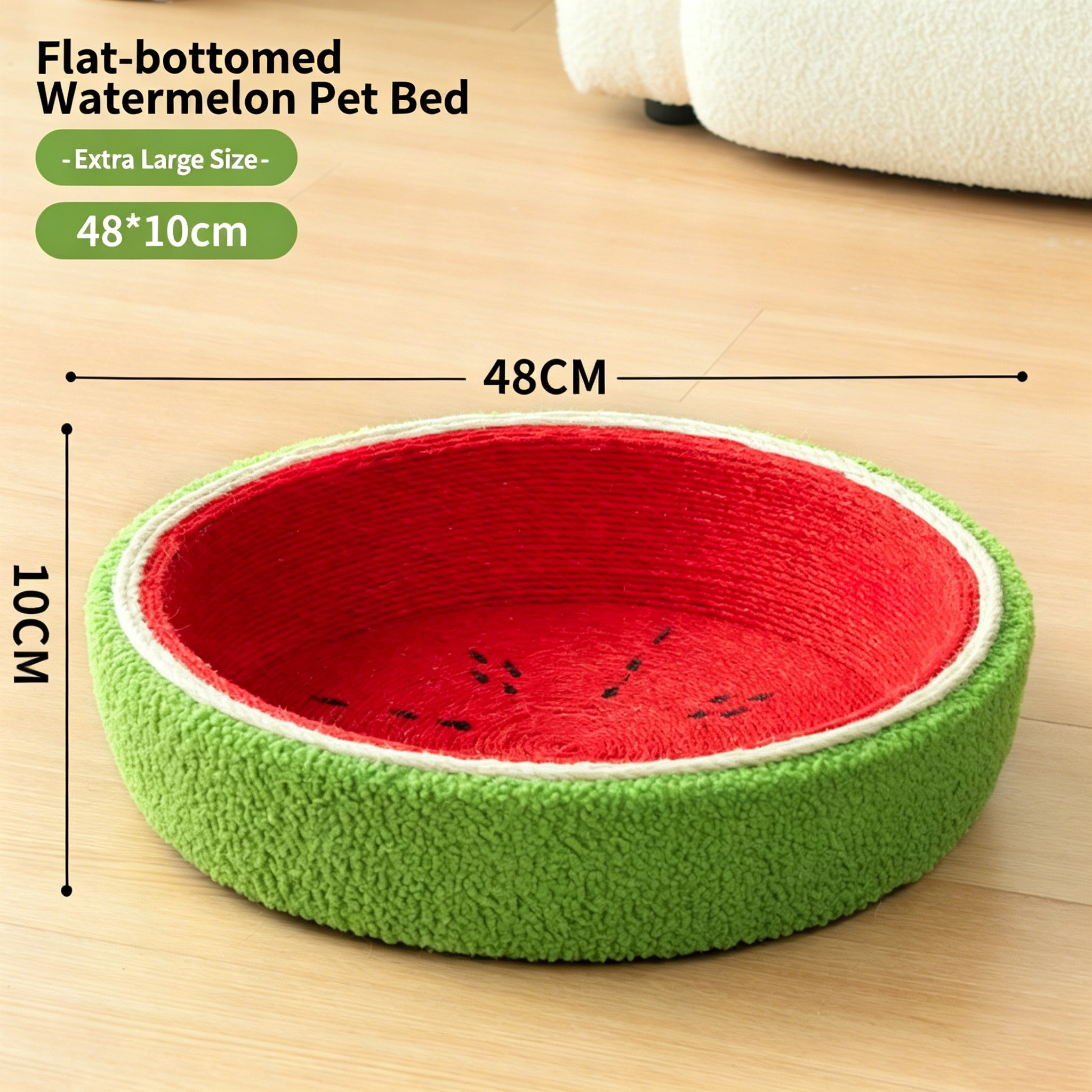 Cama para mascotas de sandía extra grande (XL) de fondo plano