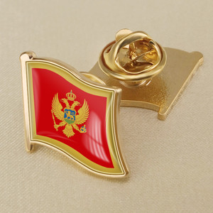 Wholesale Custom Light Metal Countries Flag Enamel Lapel Pin <strong>Badge</strong> Crossed <strong>Montenegro</strong> Flag <strong>Badge</strong> - Product Image 4