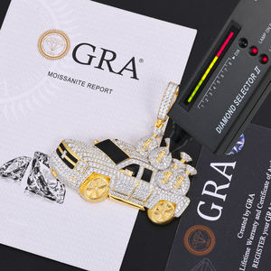 مجوهرات الهيب هوب البريق المويسانيت الفضية النقية D اللون VVS الماس مثلج خارج المال قلادة شاحنة قلادة مع حقيبة الدولار - Product Image 4