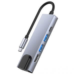 5 in 1 USB <strong>Type</strong> C Hub Hdmi 4K <strong>TYPE</strong>-C Hub to 100M Gigabit Ethernet <strong>Network</strong> Card Rj45 Lan Adapter for Macbook Pro samsung huawei - Product Image 5