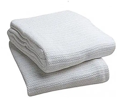 100% Cotton Comfortable and Warm Hospital Thermal Throw Quilt Blankets White Twin Size
