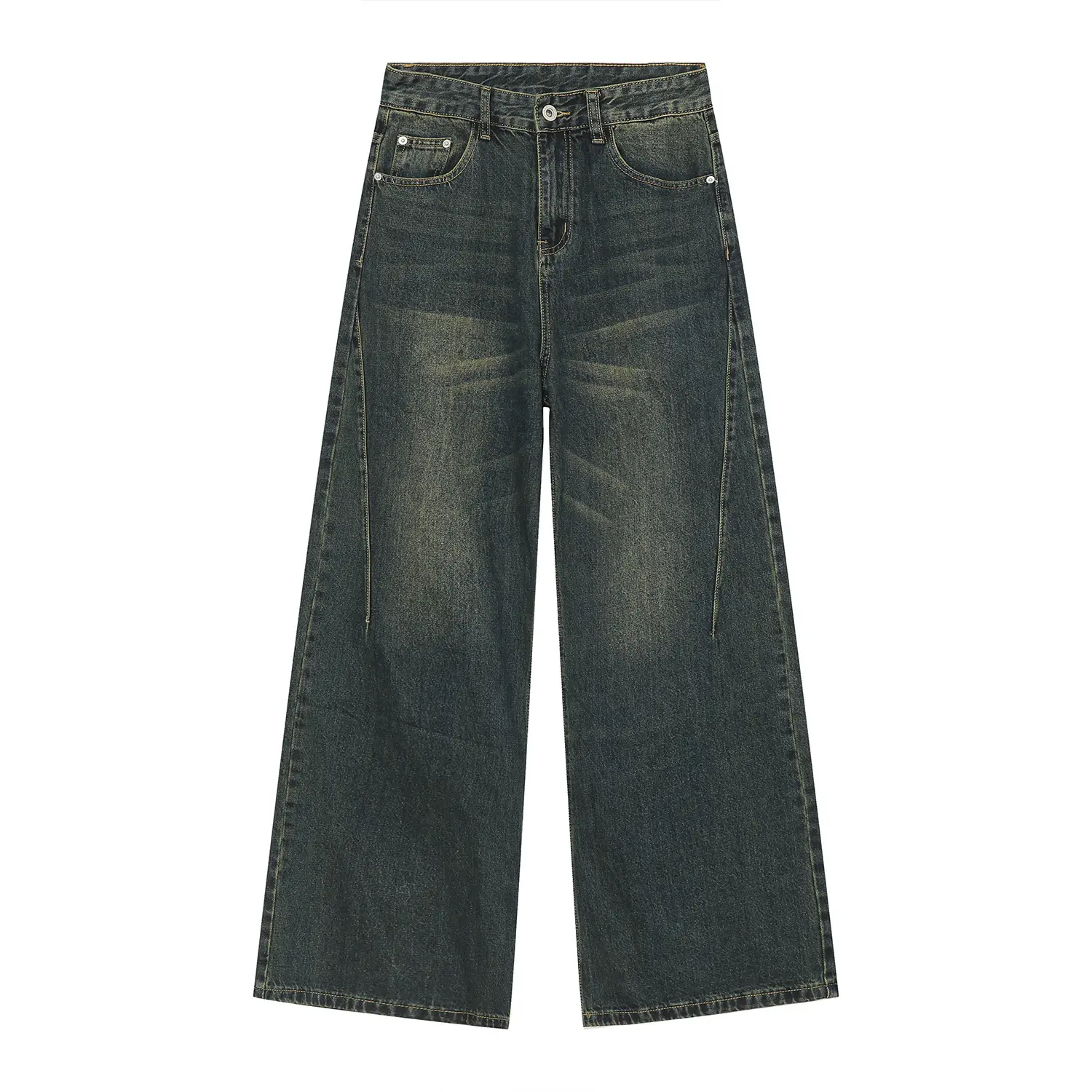 Nuovo Design blu nostalgico stile retrò Jeans a gamba dritta pantaloni di Jeans pantaloni larghi da uomo