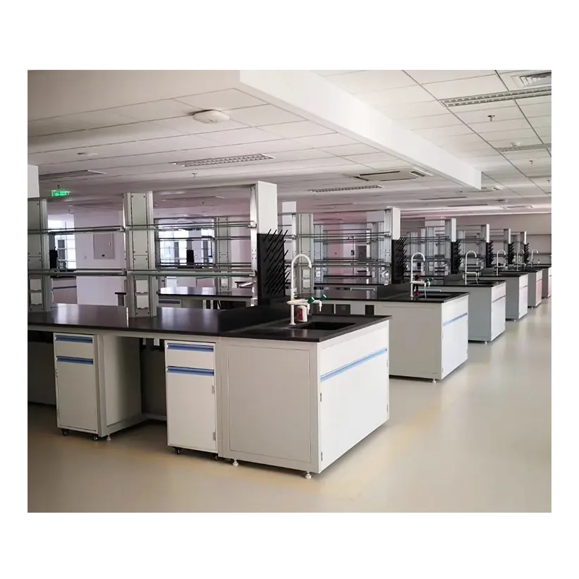 アメリカ-標準生物学実験室家具完全溶接実験室テーブル島作業ベンチテーブルエポキシ樹脂付き