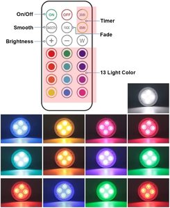 3AA pil işletilen RGB renk değiştirme kabine aydınlatma altında kablosuz LED pak ışığı uzaktan kumanda ile - Product Image 5
