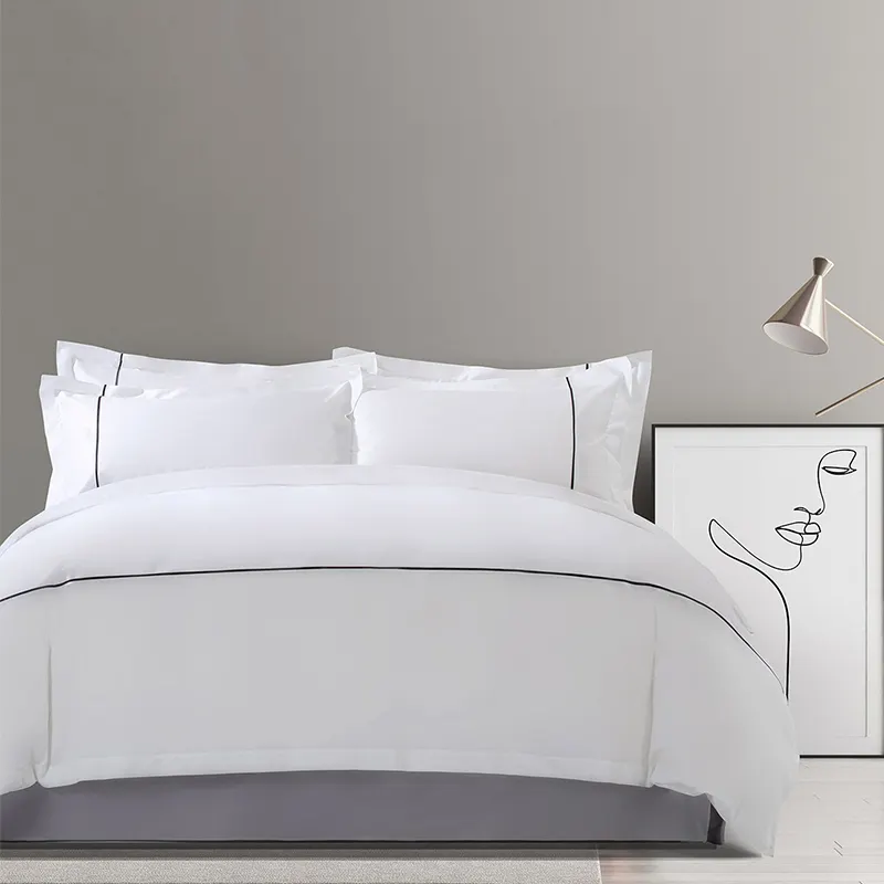 Luxus Queen Size Hotel Bettwäsche-Sets Baumwolle Bettlaken Pipe Style Bett bezug