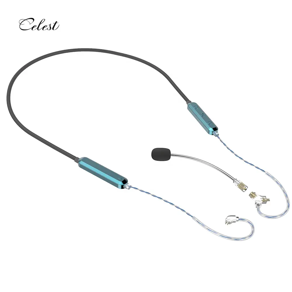 Celest fones de ouvido intra auriculares personalizados com faixa de pescoço sem fio Bluetooth V5.3 Acessórios para fones de ouvido com cabo de alta fidelidade DIY com microfone