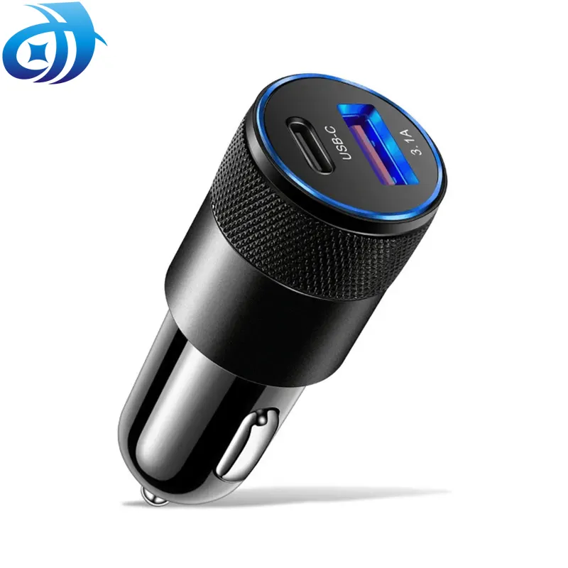 3.1A USB Car Charger Alumínio Liga PD Carregamento Rápido para Celular Tablet 15W Dual Port Car Charger