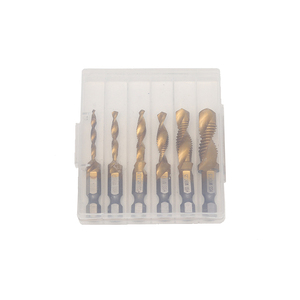 6pcs六角镀钛M3 M4 M5 M6 M8 M10组合丝锥钻头组 - Product Image 1