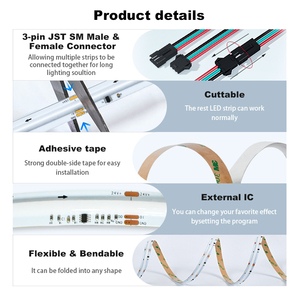 ที่สมบูรณ์แบบการแข่งขันม้า WS2811 SPI 20 พิกเซล/เมตรแอดเดรส 12V 24V ยืดหยุ่น COB RGB Led Strip สําหรับตกแต่งบ้านแสงโซลูชัน - Product Image 5