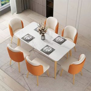 Mesa de comedor de mármol de lujo ligero y combinación de silla rectangular pequeño apartamento juego de mesa de comedor para el hogar - Product Image 5