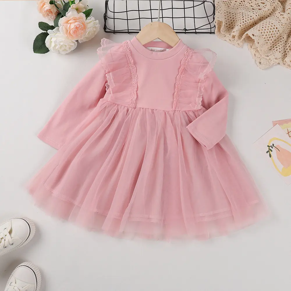 Vestido de princesa para niñas, ropa de fiesta de manga larga con cuello redondo para primavera y otoño, para niñas de 1 a 6 años, novedad