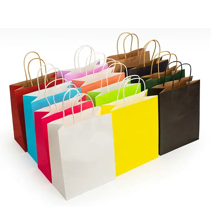 Low cost factory custom logo full colors printing gift craft paper bag