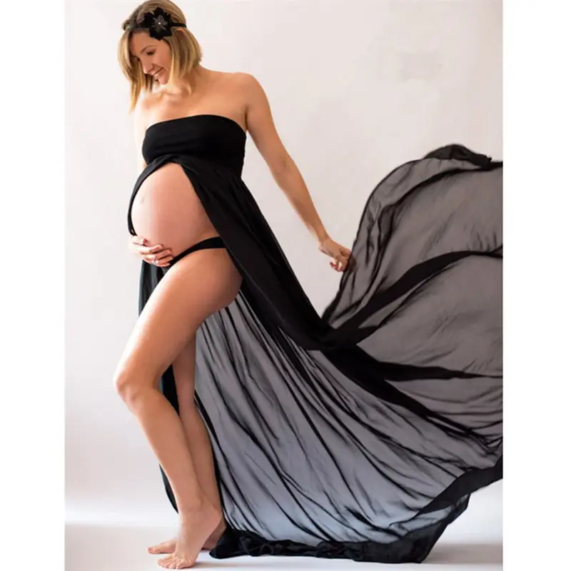 Vestido de maternidad sin hombros para mujer embarazada, accesorios de fotografía de verano