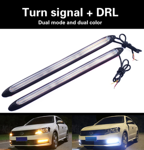 黄色のウインカーランプ付き自動<span class=keywords><strong>LED</strong></span> DRLデイタイムランニングライトストリップ車のヘッドライトシーケンシャルフローデイライト12Vユニバーサル - Product Image 2