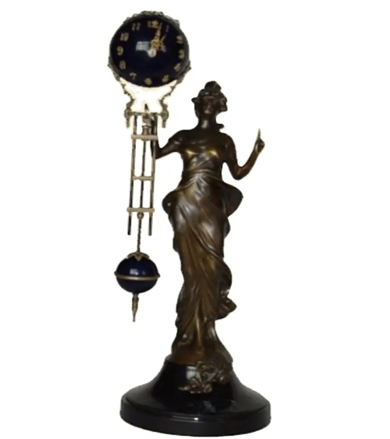 Imitasi dari Perancis Antik Antik Antik Kuningan Padat Wanita Diana Gambar Ayunan Swinger 3 Hari Pendulum Jam Meja/Jam
